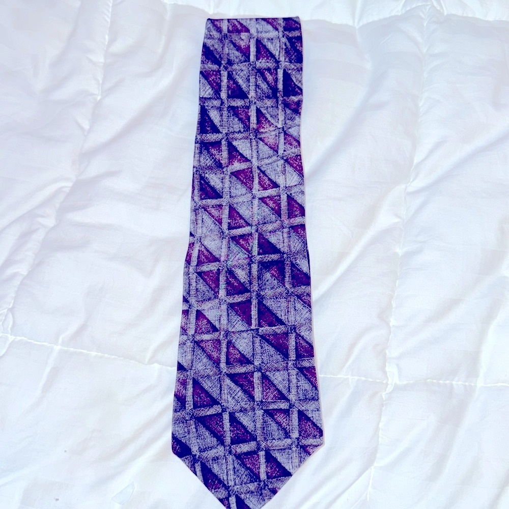 Chez Roffe geometric square burgundy and grey tie. Stunning. EUC.